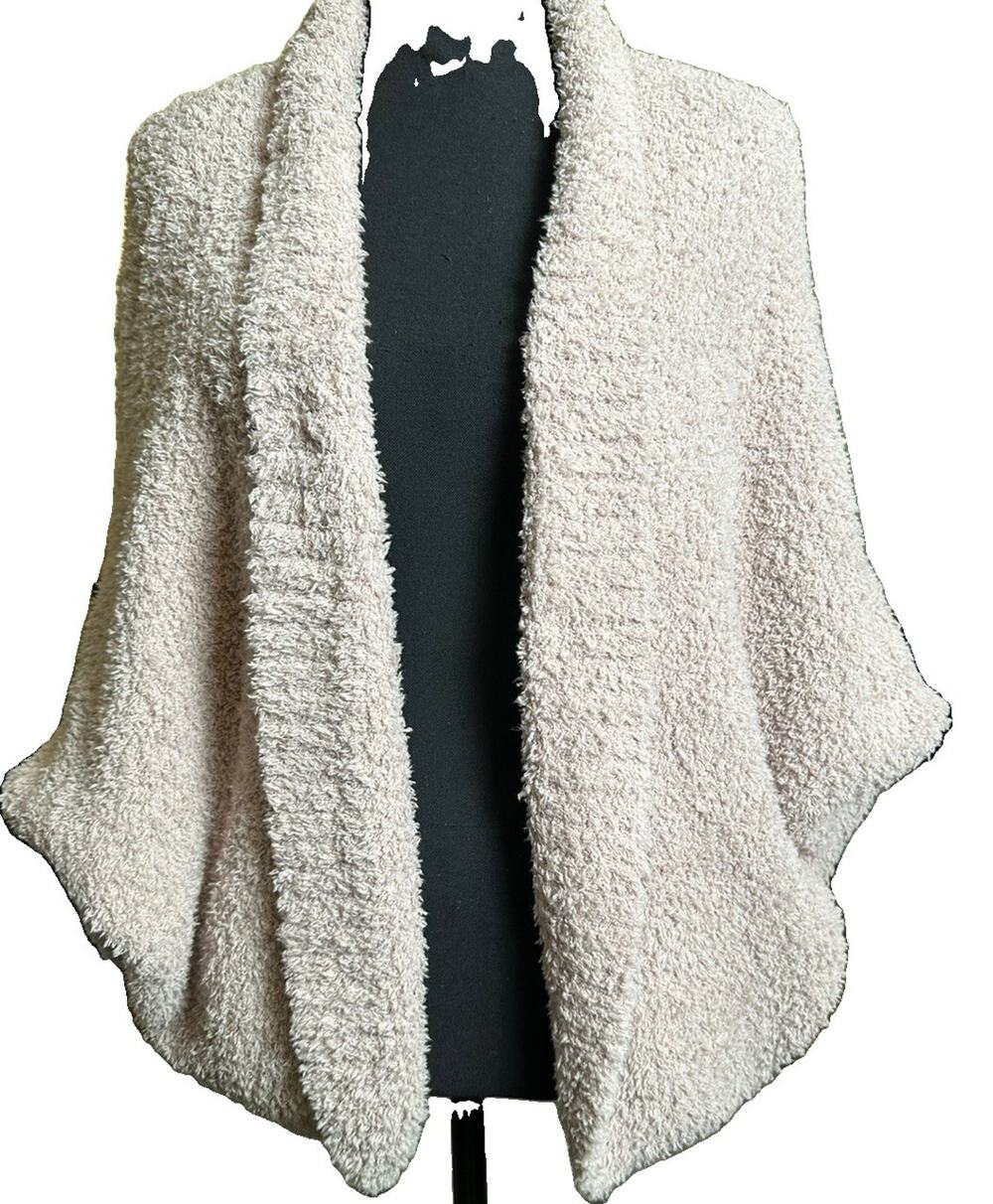 Women's S/M MAUVE Barefoot Dreams CozyChic Cardigan Knit Open Front Shrug